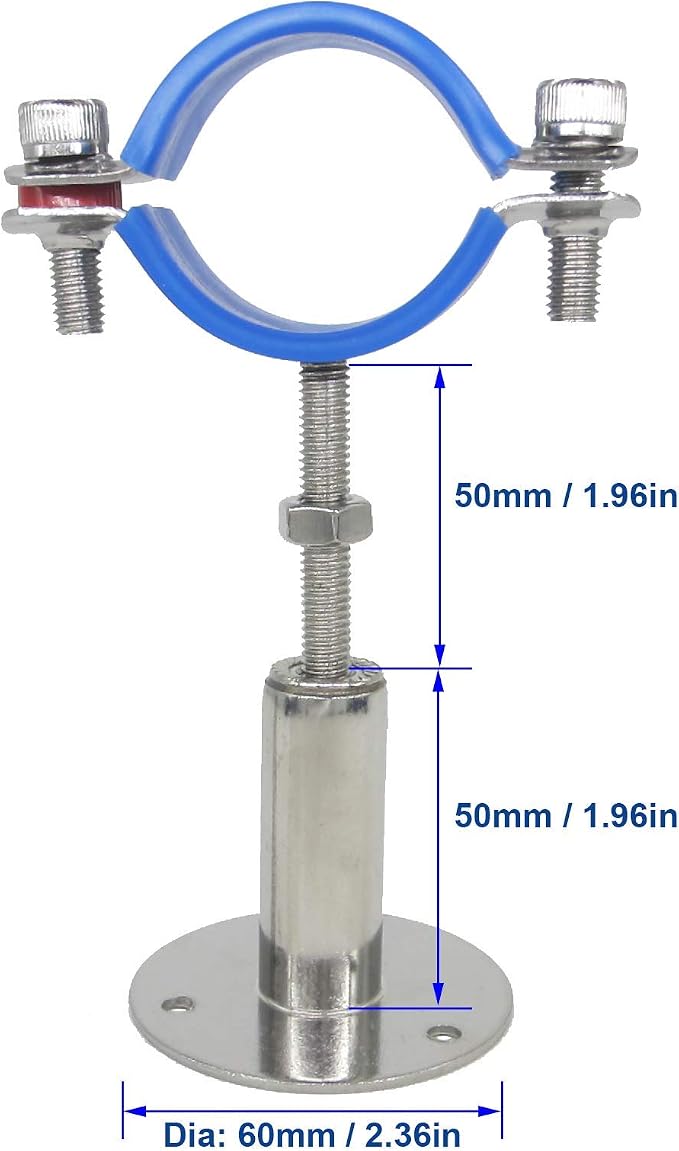 Stainless Steel Adjustable Pipe Clamp Bracket, 1-1/2 Inch - Image 2