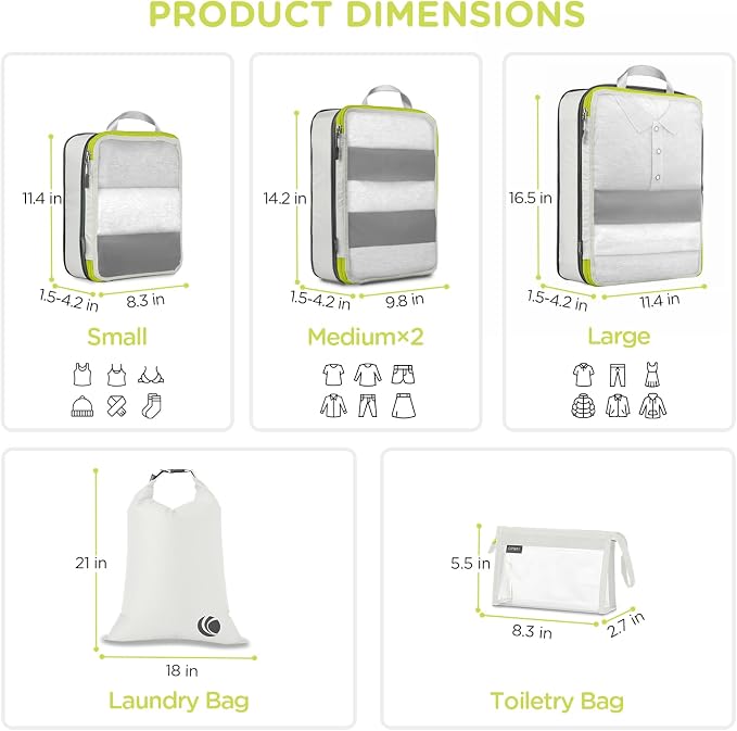 Cipway Compression Packing Cubes, See Through Mesh Luggage Organizer Bags - Image 5