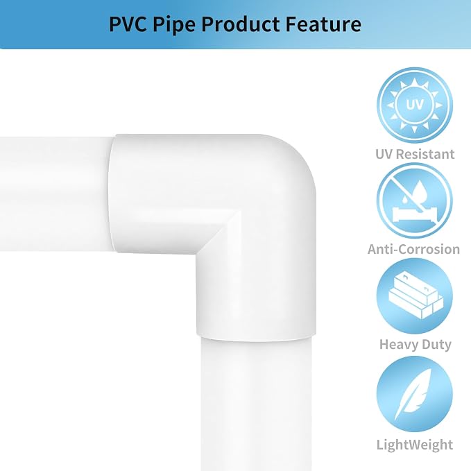 LESSO 8Pack 1/2" 90 Degree PVC Elbow Fittings, 2-Way Right Angle | - Image 3