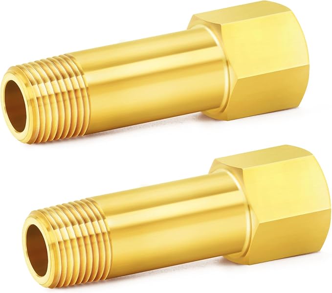 ChillWaves Brass Pipe Fitting, Long Nipple Pipe 1/2" NPT Male x 1/2" NPT Female by VisittheCHILLWAVES