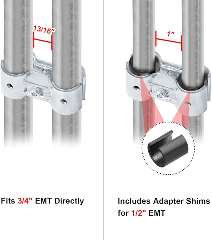 8 Sets Double Port Parallel Pipe Clamp Connectors, Fits 3/4" EMT Directly | - Image 2