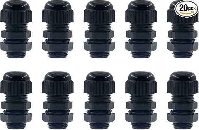 1/2 Inch NPT Strain Relief Nylon Cord Grip, SAFYY 20 PCS Waterproof Cable by SAFYY