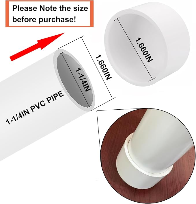 10 Pack 1-1/4"PVC Pipe End Cap Fitting Schedule 40 Furniture Grade 1-1/4" PVC - Image 2
