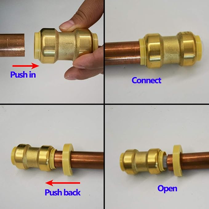 Push Fit PEX Fittings Straight Coupling 1/2", Push-to-Connect Copper, No Pb - Image 6