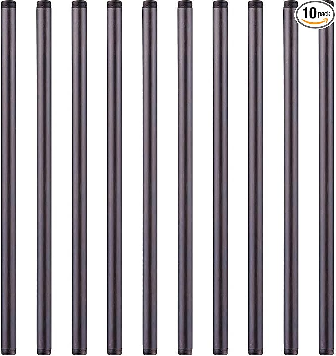 10 Pack 3/4 x 24 Inch Black Malleable Steel Pipe Nipples | Threaded pipe by NIUBIDINDUSTRIALFURNITUR