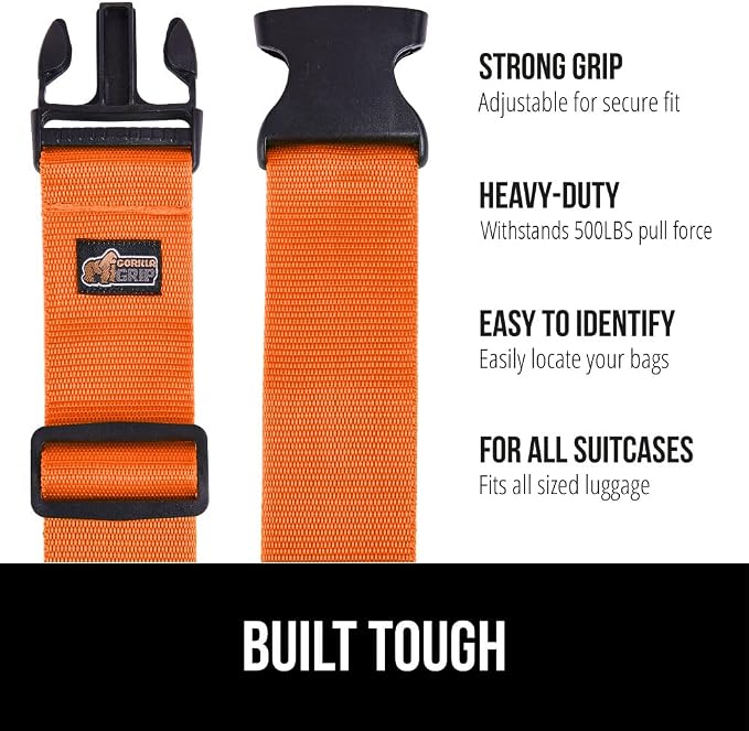 GORILLA GRIP Heavy Duty 4 Pack Adjustable Luggage Straps - Image 2