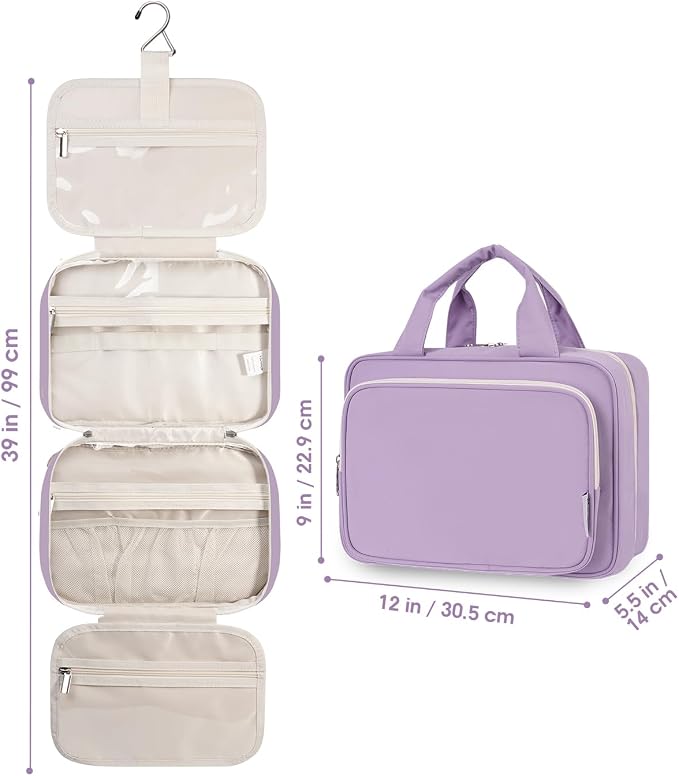 Narwey Travel Toiletry Bag for Women Large Hanging Makeup Bag Organizer - Image 9