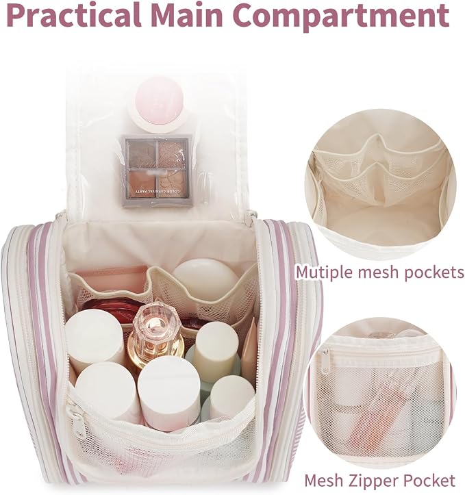 Narwey Small Striped Hanging Travel Toiletry Bag - Image 3