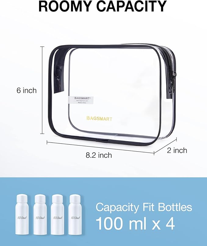BAGSMART Clear Toiletry Bag, 2 Pack TSA Approved Travel Toiletry Bag Carry on - Image 2