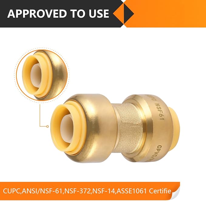 12PC HeSun Pushfit Coupling, 1/2"x1/2" Push to Connect Plumbing Fittings | - Image 4