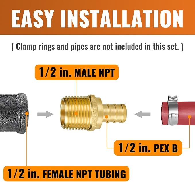 12-Pack 1/2" NPT to 1/2" PEX Male Adapter | Brass - Image 4