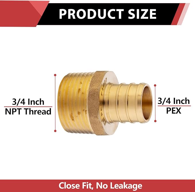 200-Pack EFIELD 3/4-inch Pex Crimp Fittings, 3/4 Inch x 3/4 Inch NPT Male NPT - Image 2