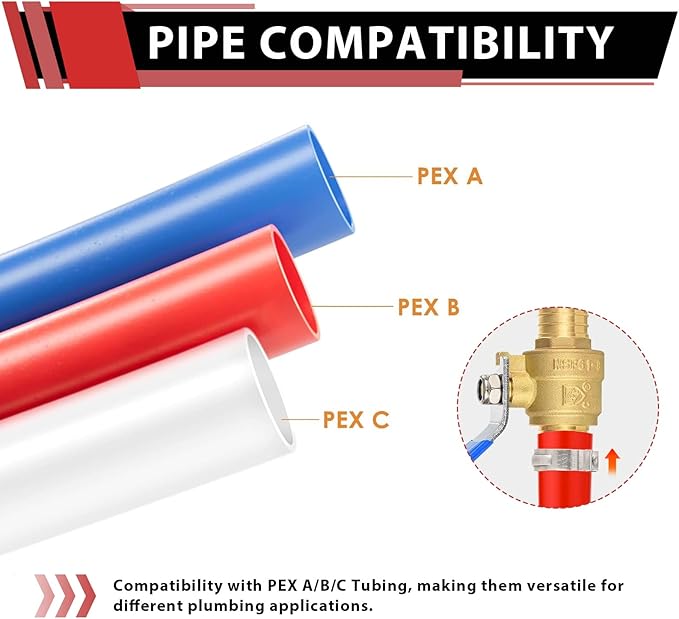 10-Pack 1/2" PEX Brass Ball Valve, Barb Crimp Pex Connection | Full Port Water - Image 4