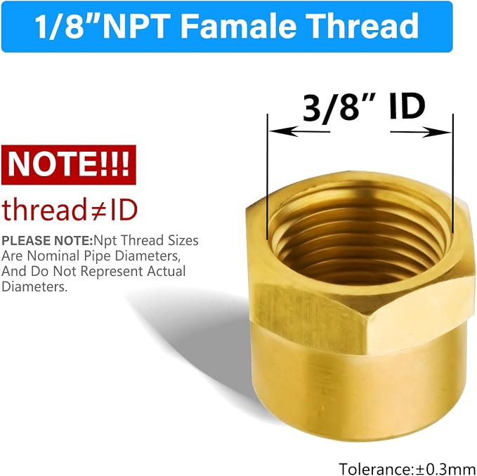 Vis Brass Pipe Fitting, Hex Head Cap, 1/8" NPT Female - Image 2