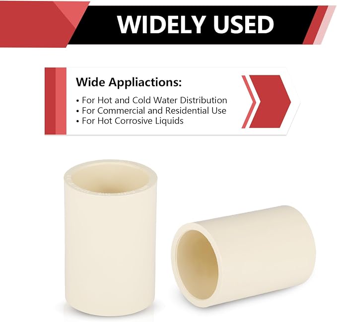 5 Pack EFIELD 1 Inch CPVC Coupling Adapter Fittings, Slip x Slip | Socket - Image 6