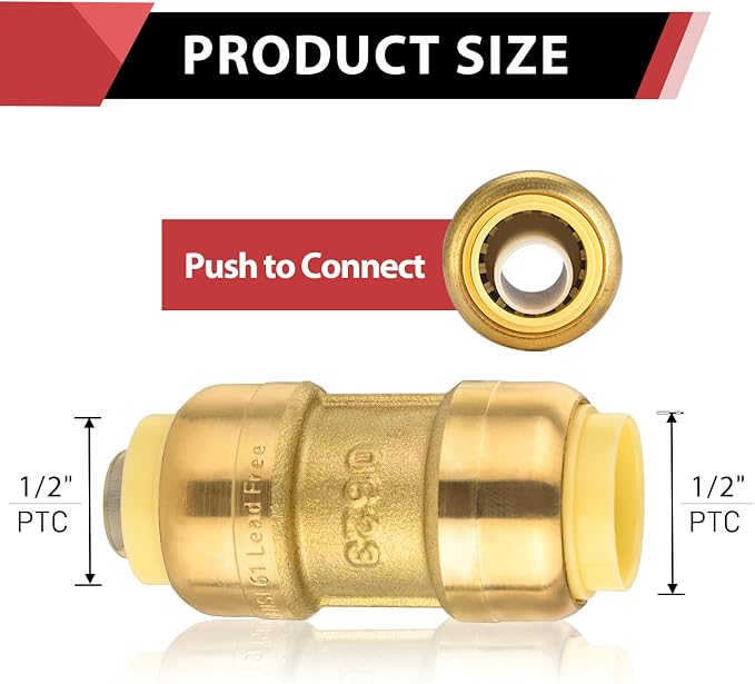 10piece EFIELD 1/2 Inch Straight Coupling Push-Fit Fitting | Connect Pex - Image 2