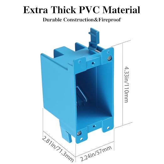 12 Pack Single Gang Electrical Outlet Box, Old Work Box, 14 Cubic Inch Plastic - Image 2