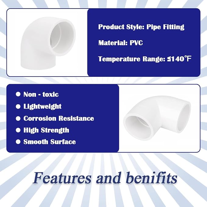 10PCS 1/2 Inch White PVC 90 Degree Elbow Adapter Pipe Fittings 2 Way Right - Image 3