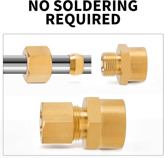 ChillWaves Brass Compression Tube Fitting, 3/8" OD x 3/8" NPT Female - Image 3