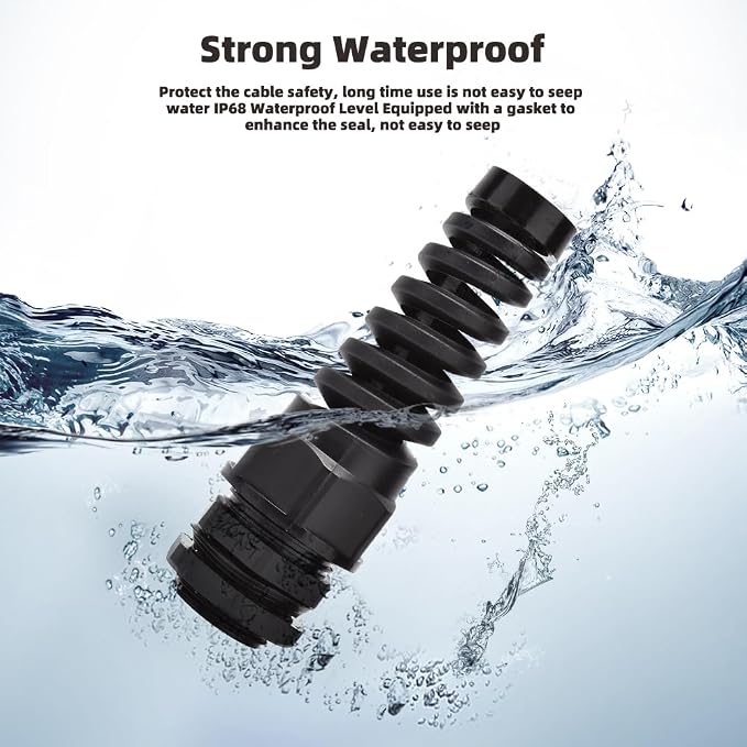 Strain Relief Cord Connector, CGELE 2 Pack NPT 3/4" Waterproof Cable Gland Cord - Image 3