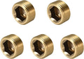 1/8" NPT Plug Brass Pipe Fitting, Counter sunk Thread Internal Hex Head Style by ANPTGHT