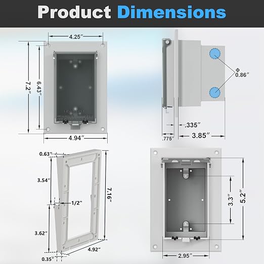 Recessed Outlet Box, DBVR141C-1 Low Profile Electrical Outlet Box - Image 7