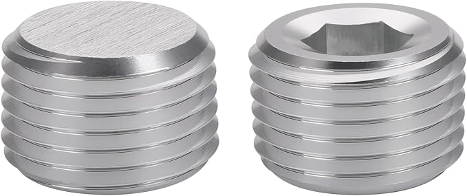 1/8 NPT Male Thread Allen Head Socket Pipe Plug Fitting Aluminum Silver - Image 3