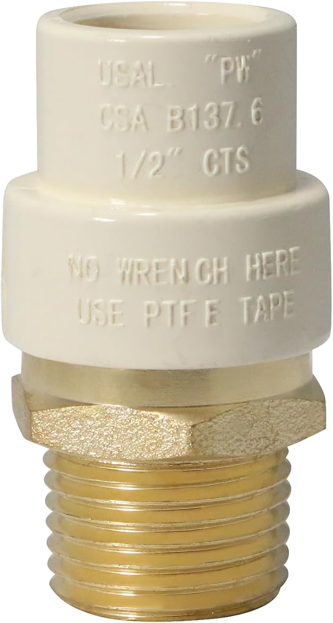 XFITTING CPVC Transition Coupling, 1/2 inch CPVC x 1/2 inch MNPT - Image 3