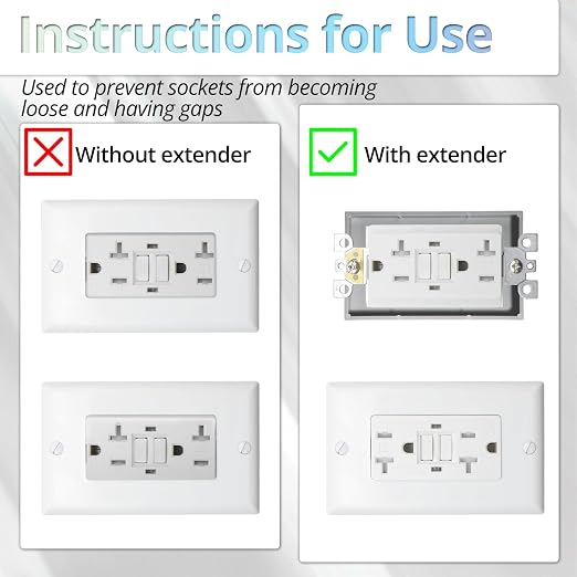 MAKERELE Single Gang Receptacle Box Extender, 1/2 Inch Gray, Durable ABS Plastic - Image 3