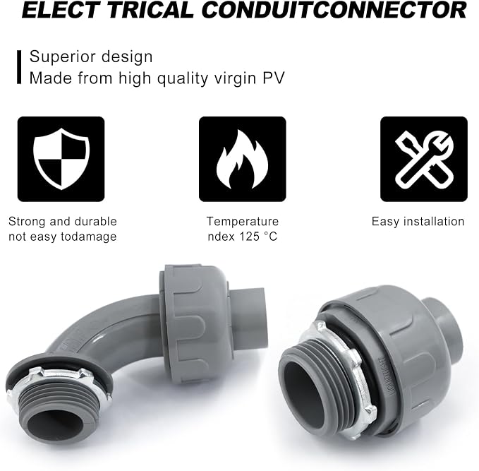 1-1/4 inch Liquid Tight Connector PVC Flexible Conduit Connector, 180 Degree - Image 4