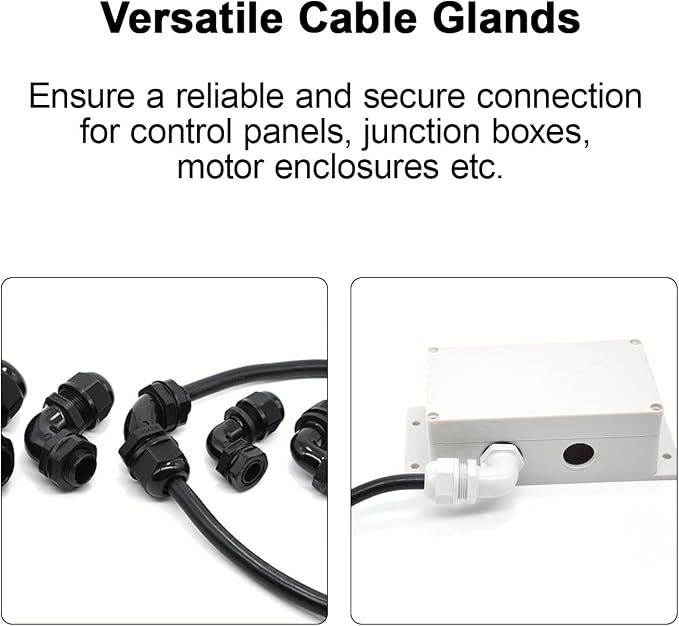M25 Cable Gland, 90 Degree Adjustable 13-18mm Strain Relief, Cord Connectors - Image 5