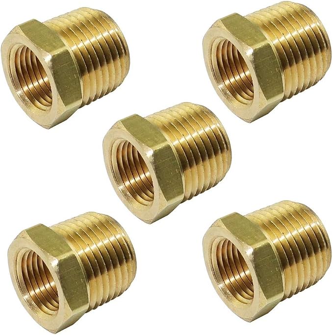 1/4" x 1/8" NPT Reducer Adapter Brass Hex Bushing by TLTOOLEGIN