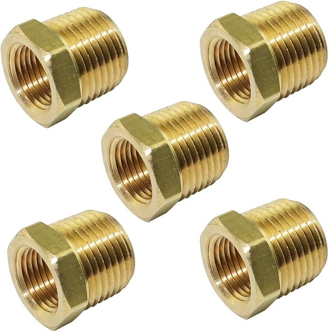 3/8" x 1/8" NPT Bushing Brass Reducer Adapter Reducing Pipe Fitting 5pcs by TLTOOLEGIN