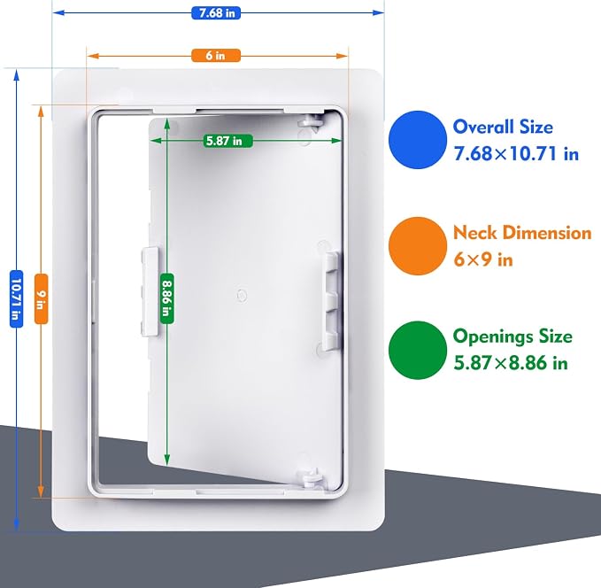 6"x9" Plastic Access Panel, Drywall Access Door White 2 Pack - Image 2
