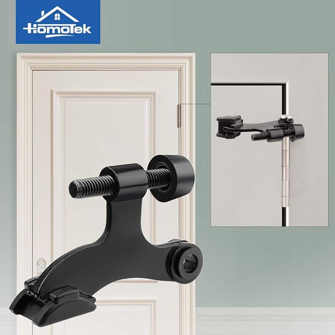 HOMOTEK 2 Pack Hinge Pin Black Door Stopper, Adjustable Deluxe Heavy Duty Door - Image 6