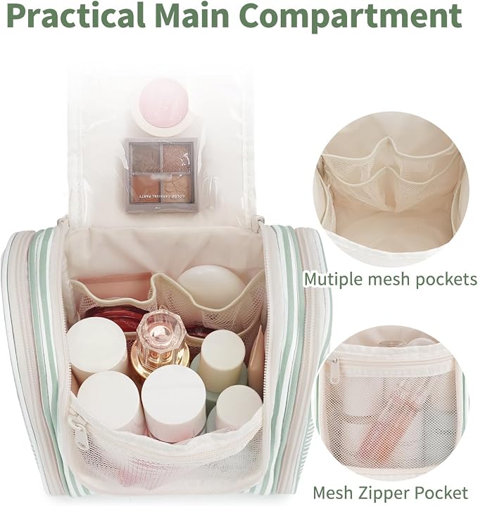 Narwey Small Striped Hanging Travel Toiletry Bag - Image 3