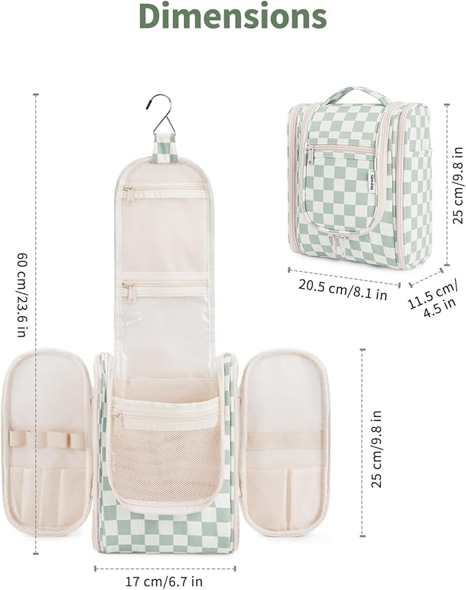 Narwey Small Checkered Hanging Travel Toiletry Bag - Image 5
