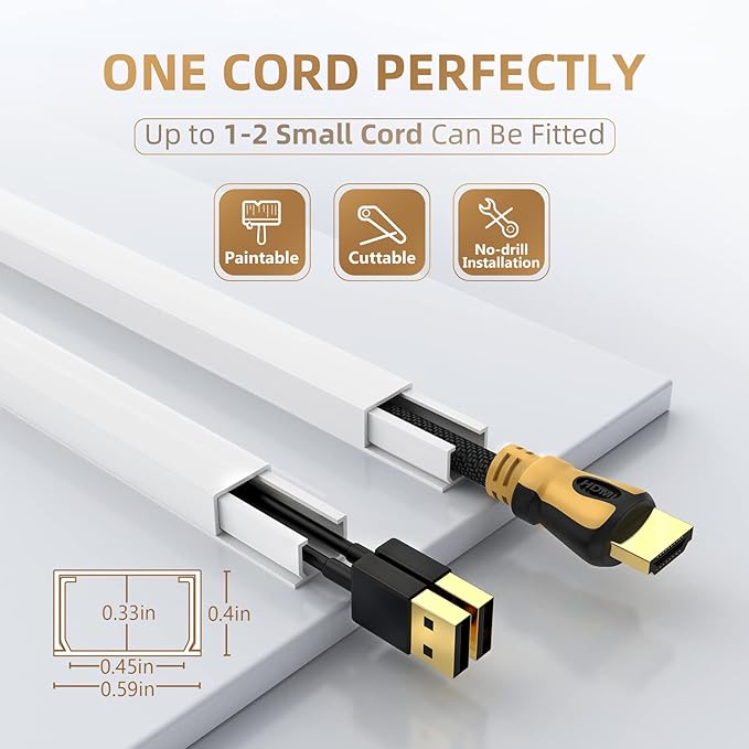 Delamu Cord Hider, Cord Covers for Wires on Wall, One-Cord Cable Hider - Image 2