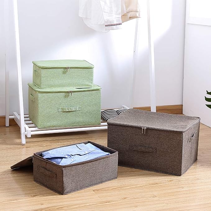 ANMINY Storage Bins with Zipper Lids 36 Qt Lidded Fabric Storage Boxes Baskets - Image 6