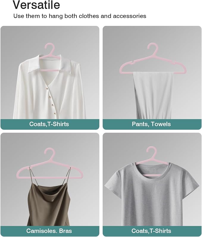 50 Pack Clothes Hangers, Non Slip Plastic Coat Hangers, Space Saving Hangers - Image 7