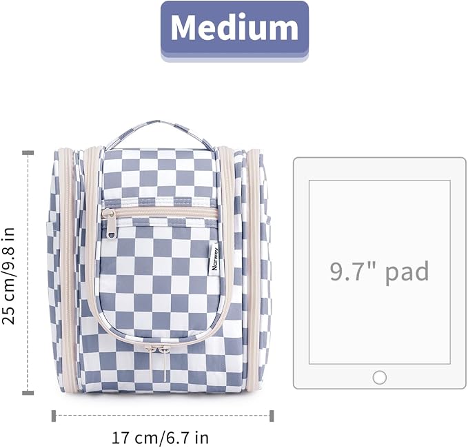 Narwey Small Checkered Hanging Travel Toiletry Bag - Image 7