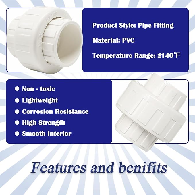 1PC 2 Inch White PVC Union Coupling Pipe Fitting - Image 3