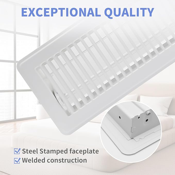 Howeall 4x14 Inch Floor Register 2 Pack, Heavy Duty Steel Walkable Floor Vents - Image 2