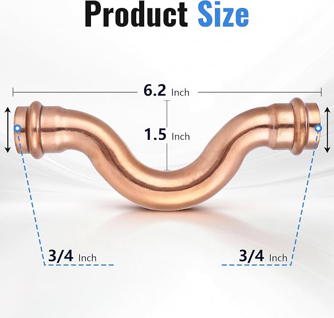 3/4" Copper Press Cross-Over Fitting – Offset Copper Press Connector - Image 2