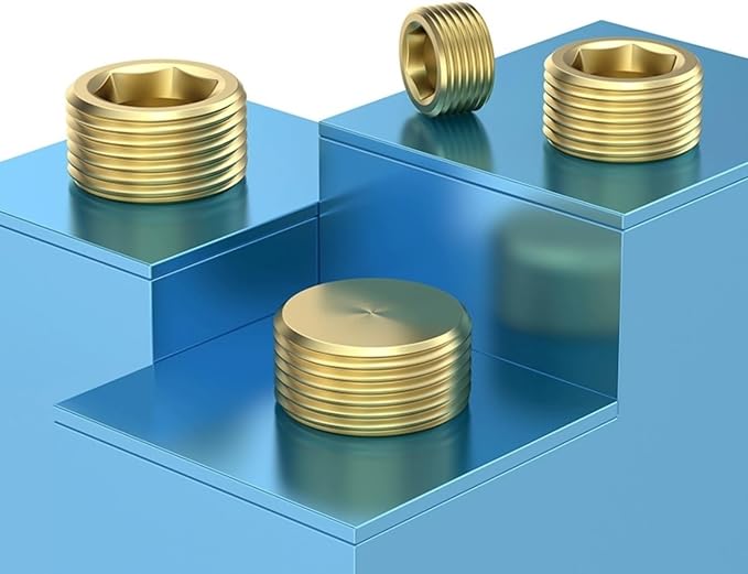 12PCS 3/8" NPT Brass Male Pipe Plug Fitting Hex Counter Sunk Pipe Plug - Image 9