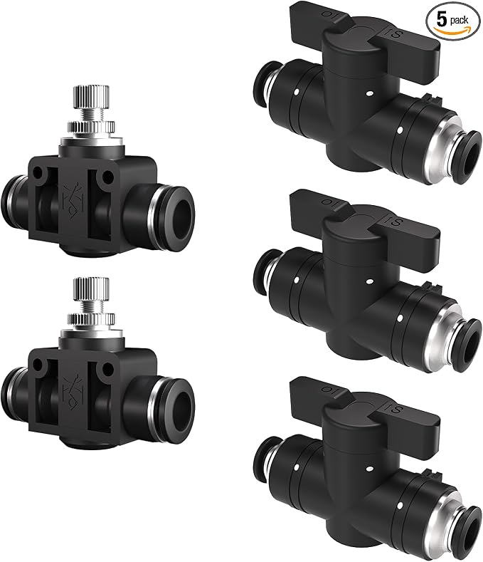 5/16 8mm Push To Connect Valve, Shut Off Air Flow Control Fittings | Pneumatic by Unknown