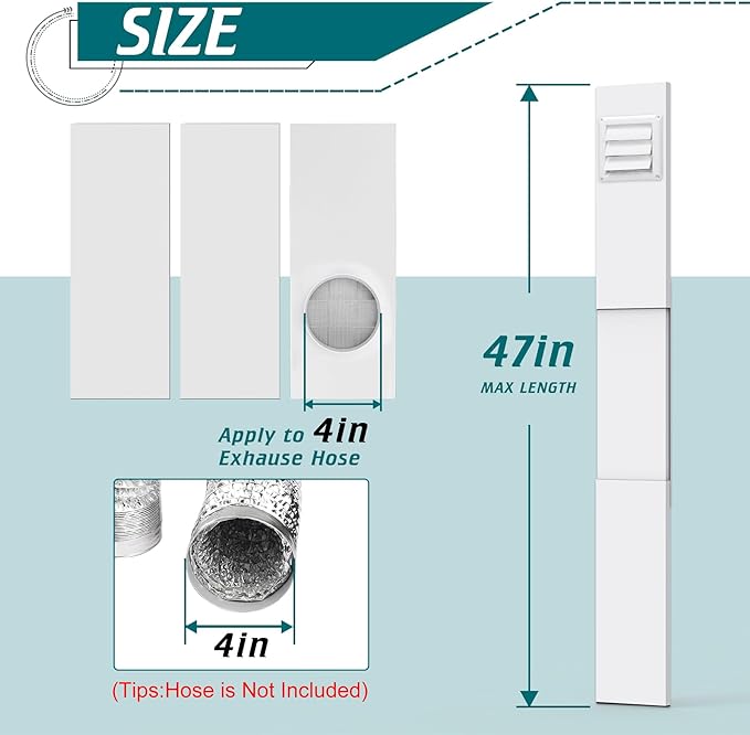 Daisypower Dryer Vent Window Kit, Adjustable Window Vent Kit - Image 2