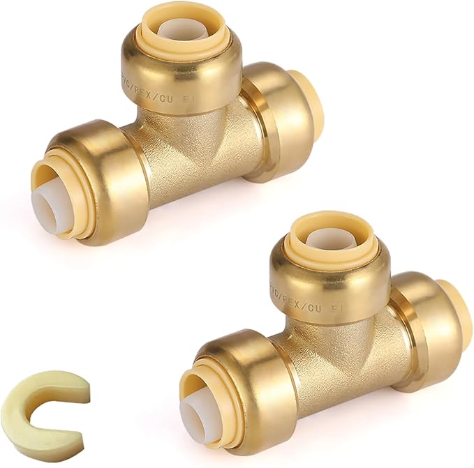 200PC HeSun 3/4" Pushfit Tee, Push to Connect Plumbing Fittings | Brass by HeSun