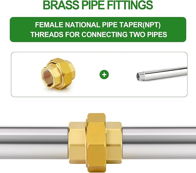 1PCS Brass Union，1" NPT Female x 1" NPT Female Brass Pipe Fitting - Image 5
