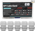5-Pack 3/4" NPT Cable Glands, IP68 Waterproof Nylon PA66 Strain Relief Cord by AIRTAK